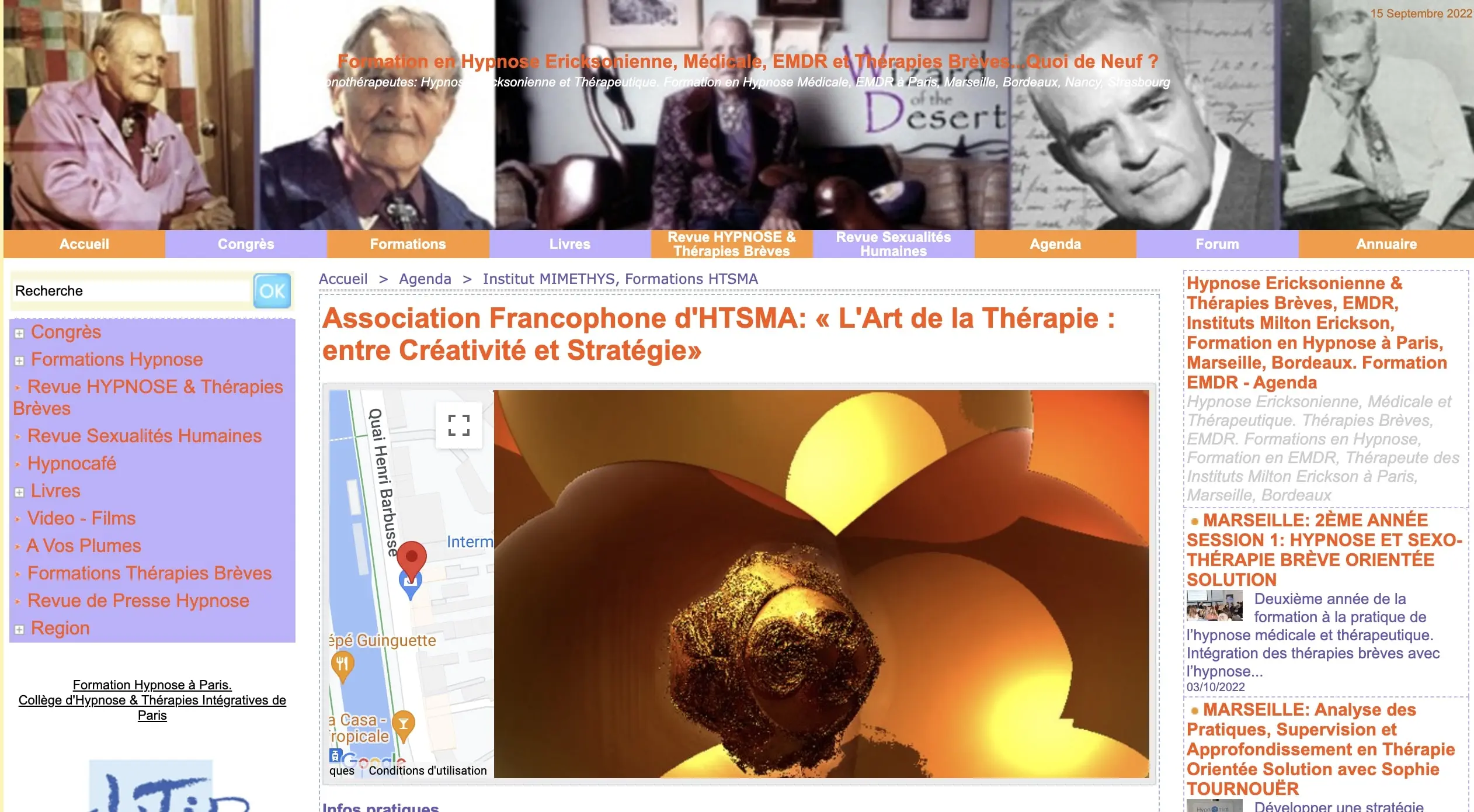 Annonce de la conférence "L'art de la Thérapie : entre Créativité et Stratégie" pour l'Association Francophone d'HTSMA